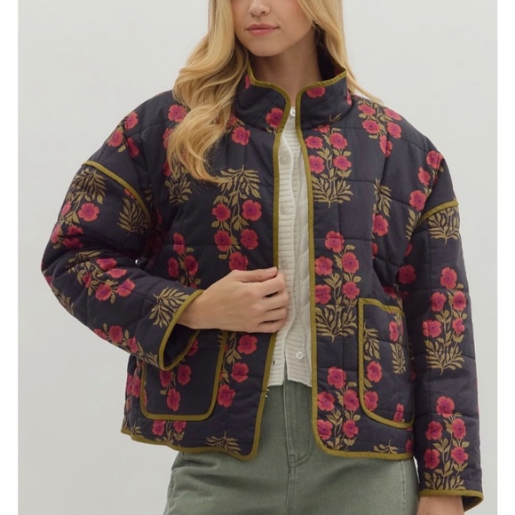 NWT Floral Quilted Medium Weight quilted Jacket coat - Picture 2 of 8